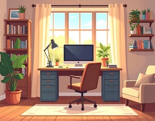 Fototapeta premium Cozy home office with natural light