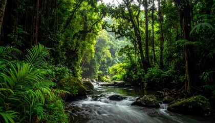 Obraz premium Lush rainforest creek