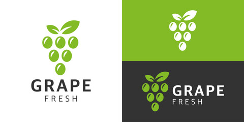 Creative simple grape fresh logo template. Vineyard logo design vector illustration.