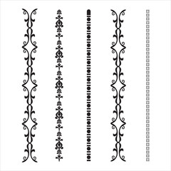 Ornate vertical borders isolated on white background