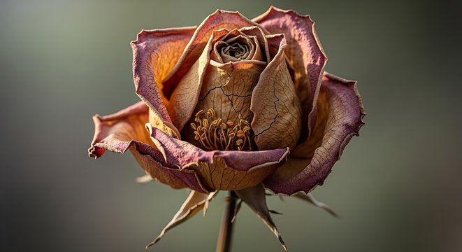 Dried rose bloom, a symbol of ephemeral beauty and faded remembrance