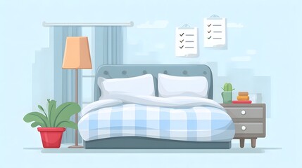 Infographic checklist for creating the perfect sleep environment with tips on pillow type, room temperature, noise control, and blackout curtains.