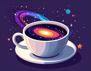A cup of coffee filled with a galaxy
