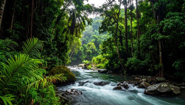Lush rainforest stream - Powered by Adobe