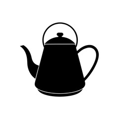 Fototapeta premium Silhouette of a black teapot on transparent background