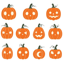   Set of 11 Pumpkin Faces