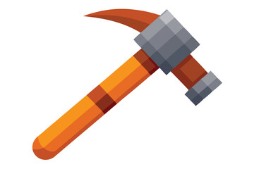 Orange and gray hammer featuring geometric design lays on a white surface creating a cool perspective