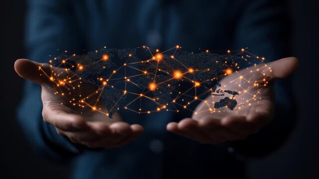 Global Network Held in Hands