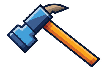 Blue head axe has a small hammerhead with a orange and brown handle