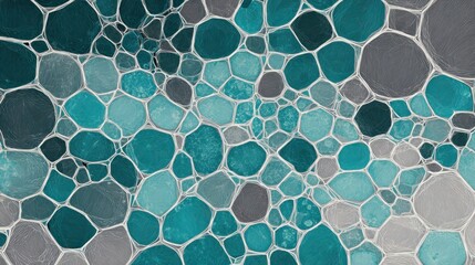 Obraz premium Abstract, textured mosaic pattern of teal, gray, and white shapes