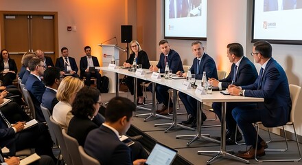 Engaging corporate conference panel discussion with diverse professionals