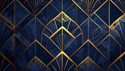 Geometric, navy, gold pattern