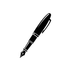 Black and white silhouette of a fountain pen.