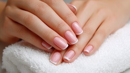 hand of young woman receiving french manicure by beautician at nail salon no logos no brands ar 169