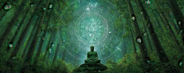 Serene Buddha in Lush Forest
