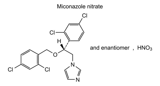 Chemical structure of miconazole nitrate, drug substance