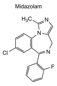 Chemical structure of midazolam, drug substance