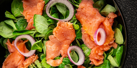 Salmon Salad appetizer seafood fresh fish second course portion size natural product tasty snack...