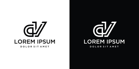 The monogram letter DV logo is made with lines, a design for a luxurious, elegant and simple business.