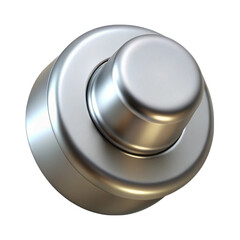 Shiny silver button knob in perspective isolated on black background for design elements