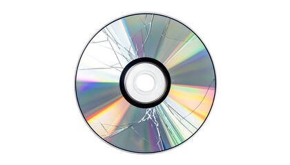 Broken CD isolated on white