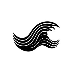 Stylized flowing wave art on transparent background silhouette