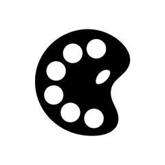 Black artistic paint tray on transparent background silhouette