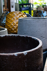 Decorative plant pots and vases displayed in a Danish market