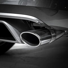 Fototapeta premium Close-up of a car's rear exhaust pipe