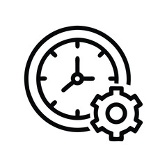Black and White Time Management Icon on White Background