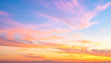 Colorful sunset sky with soft clouds