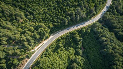 Fototapeta premium Aerial View of Forest Road, Top View Landscape - 8