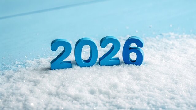 Blue 2026 Numbers on Blue Background, New Year Celebration Concept - 5