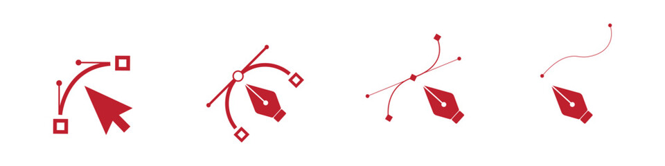 Vector icon or logo of pen tool with bezier curve related to graphic design
