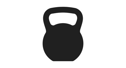 A stark black kettlebell graphic against a white background silhouette
