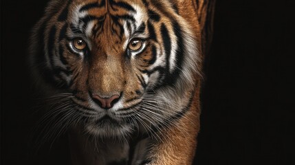 Obraz premium Tiger portrait close up dark background