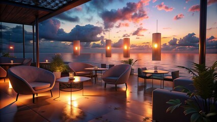 Fototapeta premium Relaxing Lounge Area with Ocean View - 12
