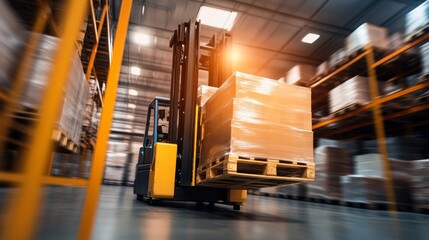 Forklift operation in an industrial warehouse material handling high-efficiency environment dynamic perspective on logistics