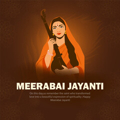  meerabai jayanti Spiritual Illustration of Meerabai Jayanti with Woman Holding Veena