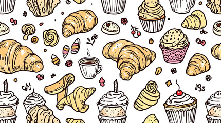 seamless pattern with cakes and sweets