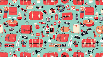 seamless pattern with funny monsters