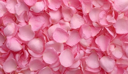 Close-up view of many delicate pink rose petals