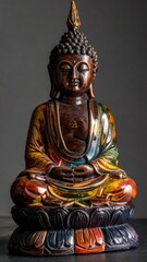 Buddha statue, colorful, seated