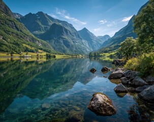 Serene mountain lake reflecting a vibrant sky (1)