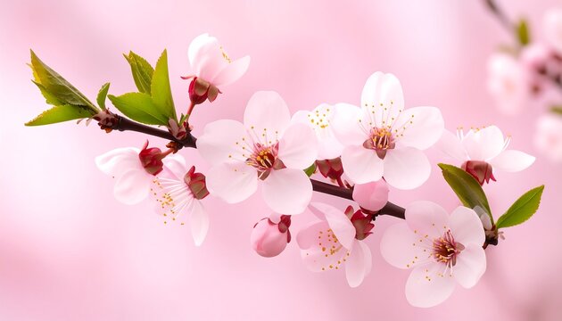Blossoming branch of pink flowers