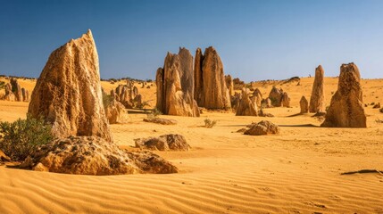 Desert landscape with sandstone pillars