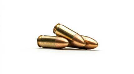 Firearms and ammunition display urban setting product photography minimalist background close-up view bullet types for collectors