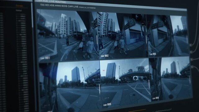 Spying system gathering intelligence on people privacy. Spying software is stealing private intelligence about the citizens. Spying on people using the cameras to collect private intelligence data. UI