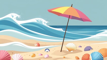 beach with umbrella
