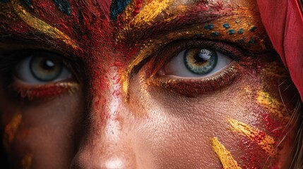 Naklejka premium beautiful woman face close up creative make up no logos no brands ar 169